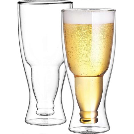 Verres à bière 400 ml (13,5 oz), verres à double paroi isolants, format inversé, lot de 2, verrerie à bière (1/5)