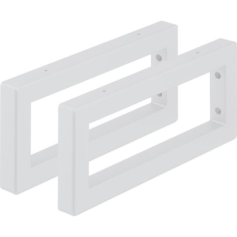 Relaxdays Reggimensola da Muro, 2 Staffe per Mensole Parete, 35 cm, Supporti Rettangolari per Scaffali, Acciaio, Bianco