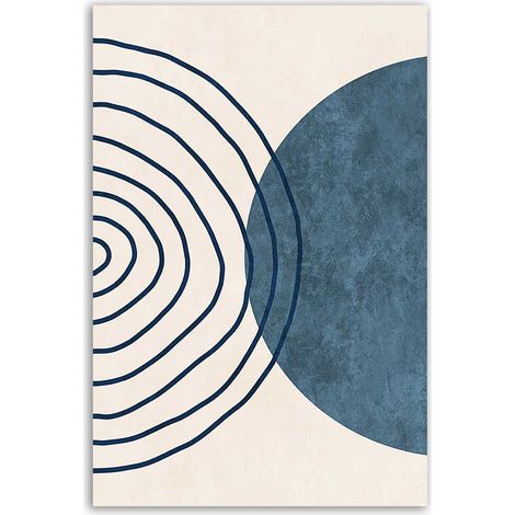 Tableau abstrait lignes et formes bleues