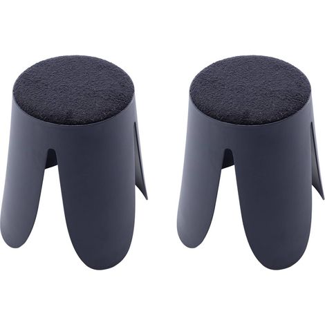 sweeek - 2er Set stapelbare Hocker, strukturierter Bouclébezug