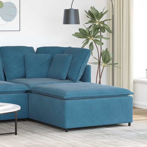 Modulares Sofa Fußhocker-Modul Blau 100x100x48 cm vidaXL (1/5)