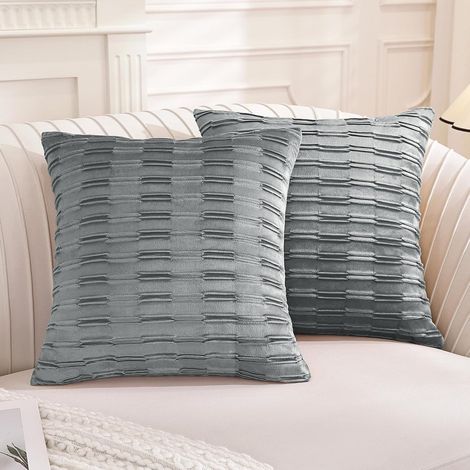 Coussins pour canapé, 45 x 45 cm, lot de 2, coussins en velours doux pour canapé, lit, coussins modernes pour chambre, canapé, lit avec fermeture éclair invisible, lavables, élégants