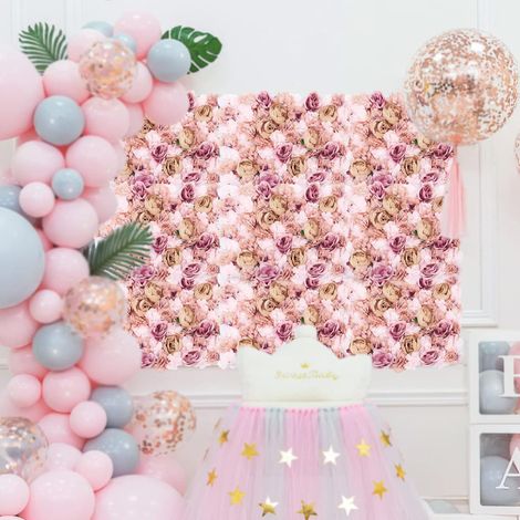 6 Stück Blumen Wandpaneele, Blumenwandpaneel Blumenwand Kunstblumen, Blumenwand für Hochzeit, 60 40cm Rosenwand Dahlienrose Blumenwandhintergrund für Party Heimdekoration