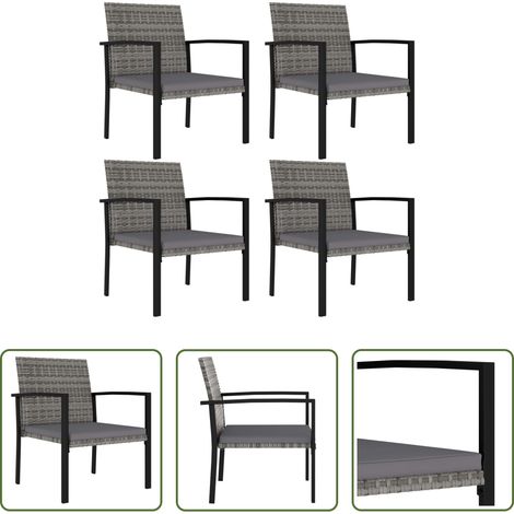Chaises de salle à manger - Chaises à manger de jardin lot de 4 Résine tressée Gris (1/5)