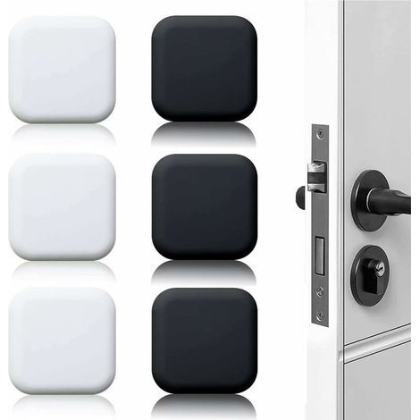6 Pièces Butée de porte murale noire/blanche adhésive 45mmx45mm Bloc porte Stop porte mural adhesif Butoir porte mural adhesif (1/4)