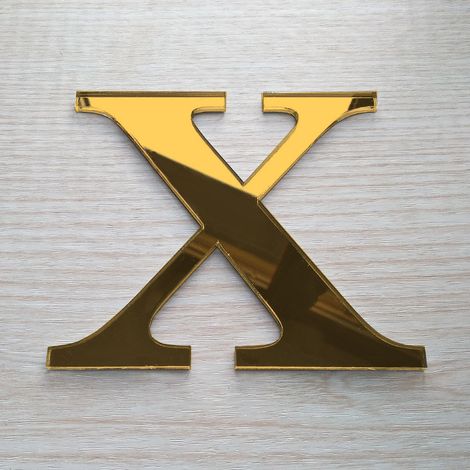 Lettre Miroir Or Décorative Plexiglass.- X - 10 cm (1/5)