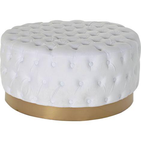 Pouf élégant blanc pour salon chic et confort - Blanc nuancé doré (1/4)