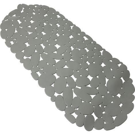 Tappeto Antiscivolo per Vasca da Bagno con Ventose Design Sassi in PVC Alta Qualità, Misura 37x77 cm Made in Italy Disponibile in 4 ColoriBlu, Bianco, Trasparente, Grigio - colorigenerali: GRIGIO
