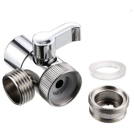 Robinet d'Arrêt Vanne de Commutation en Laiton 3 Voies Soupape Valves d'Aiguillage Valve 3 Voies En Laiton Robinet Arret 3 voies avec 2 Adaptateurs + Ruban Teflon pour Lavabo Dérivation d'Eau (1/5)