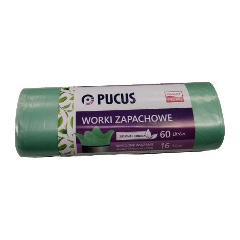Bolsas de basura perfumadas - té verde 60 l 16 unidades Pucuś