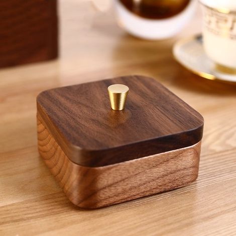 Porte-cotons-tiges en bois avec couvercles pour la salle de bain, pots pour disques/boules de coton - boîte de rangement - espace de rangement pour cure-dents, pots pour le comptoir/la coiffeuse de la