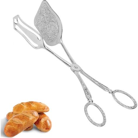 Pinzas para ensalada de acero inoxidable, pinzas para buffet, pinzas para pan de aleación de zinc vintage, pinzas metálicas para servir, pinzas para ensalada, tijeras (1/5)