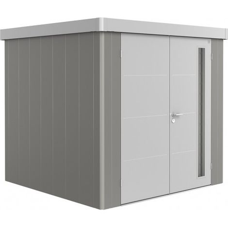 CASETA METALICA BIOHORT JARDIN NEO 1C DOBLE PUERTA COLOR GRIS CUARZO METALICO (1/4)