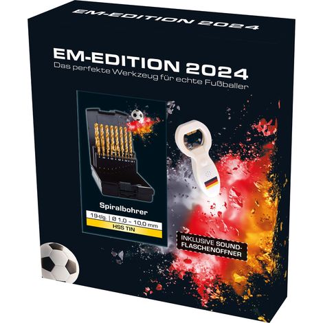 EXACT Spiralbohrer-Set "EURO2024" Ø1,0-10,0mm, HSS-TiN, 19-tlg., DIN338, inkl. Sound-Flaschenöffner