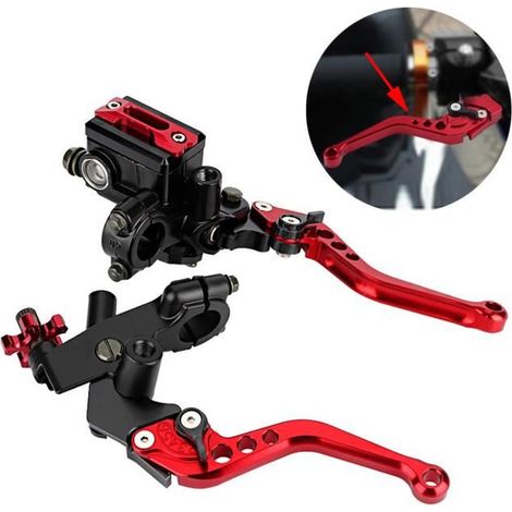 Leviers de maître-cylindre 1 paire 7/8 \'(22mm) universel moto frein embrayage maître-cylindre réservoir moto frein Rouge (1/4)