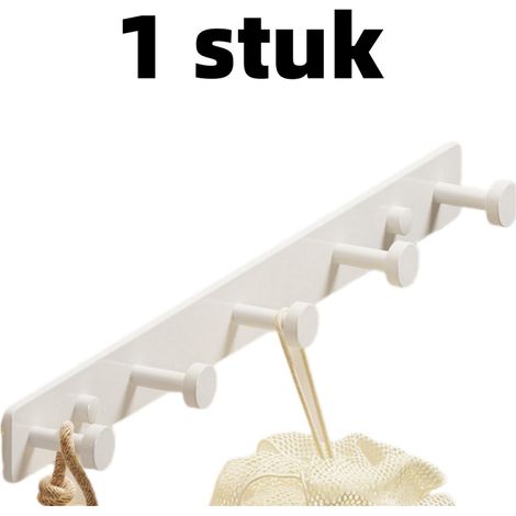 crochet - Fixation murale - Sans perçage - Porte-serviettes - Adhésif puissant - Convient pour salle de bain, mur et porte - 36 cm x 3 cm - Blanc (1/5)
