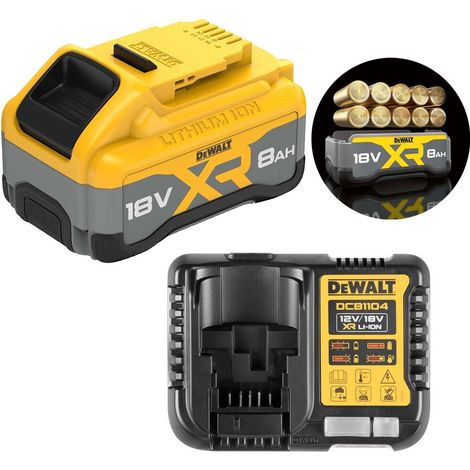 Dewalt DCB1880 8.0ah 18v XR Lithium Ion Battery Tabless 8.0Ah + DCB1104 Charger (1/3)