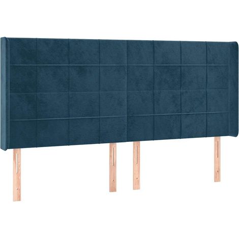 Maison Exclusive - Testiera ad Orecchio Blu Scuro 183x16x118/128 cm in Velluto (1/5)