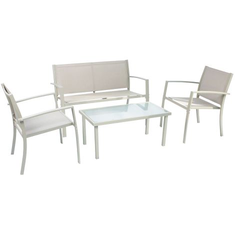 SET GIARDINO IN ACCIAIO 'SCARLINO' colore tortora