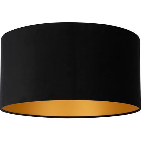 1 Abat-jour Velours Noir Ø 50 cm Hauteur 25 cm Intérieur Doré Pour Suspension Et Lampadaire Salon (1/5)