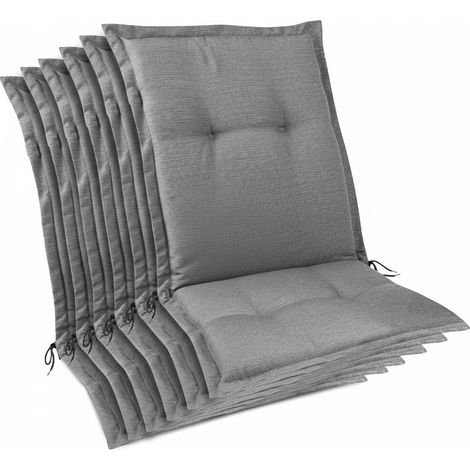 6x Set Premium Gartenstuhlauflage Niedriglehner 105x50x7cm, Hellgrau (1/5)