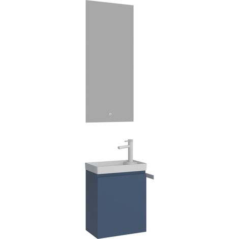Waschtisch-Set mit Spiegel (2-teilig) "Ferla 40" – 40 x 22 x 50 cm – Mattblau (1/3)