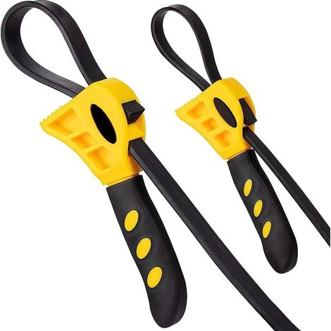 Jeu de clés à sangle en caoutchouc. Mise à niveau 2 pièces réglable Clé à filtre à huile Ouvre-bocal à ceinture renforcé pour clé à pipe mains faibles (1/3)