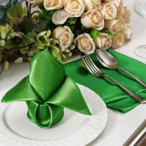 2er-Pack Satin-Tischservietten in Grün, 43x43 cm – Luxuriöse Dekoration für Hochzeit und Hotel-lsw