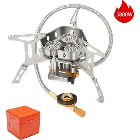 Réchaud à gaz de camping puissant, résistant au vent, brûleur touristique portable, réchaud de camping, équipement de chauffage pour pique-nique et randonnée en plein air, réchauds de cuisine portable (1/5)