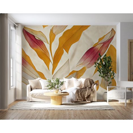 Papier peint nature grandes feuilles dautomne rousses - 150 x 250 cm (1/2)