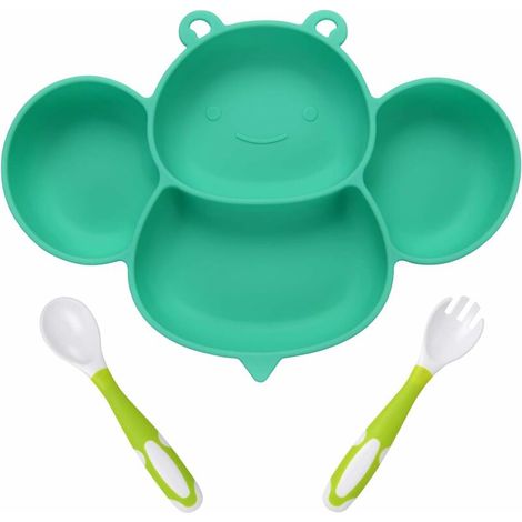 Green Mobility-Vaisselle Silicone pour Bébé,Assiette ventouse Sans BPA Assiette Ventouse Pour Bébé Napperon en Silicone Antidérapant avec Ventouses pour Bébés,Enfants (1/5)