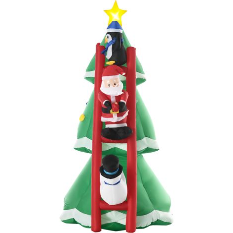 Outsunny Albero di Natale Gonfiabile con Babbo Natale con 7 Luci e Gonfiatore (1/5)
