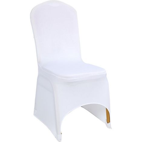 Housses de Chaise Mariage 10 Pièces pour Célébration Décoration Blanc (1/4)