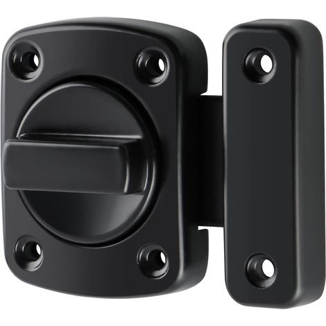 Verrou Porte Interieure Securite Porte D'entrée Rotatif, Loquets et Verrous de Portes en Métal pour Chambre Portail Clôture, Noir Mat, 64x70MM, (1/5)