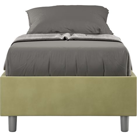 Letto 1 Piazza e Mezzo Sommier 120x190 cm con Rete e Contenitore Azelia Tè Verde (1/3)
