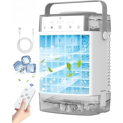 Mini climatiseur portable 3-en-1 1000ml rafraîchisseur d’air minuterie USB bureau chambre,Gris (1/5)