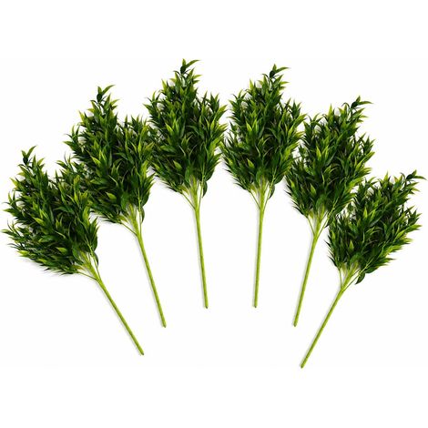 Pack of 6 x 75cm Artificial Laurel Leaf Foliage Bush Stem (1/4)