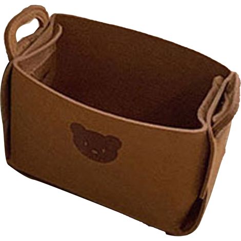 Panier de rangement en feutre avec poignées pliable pour linge, jouets, vêtements, collations, motif ours brun rougeâtre, poubelle de bureau à domicile (1/5)
