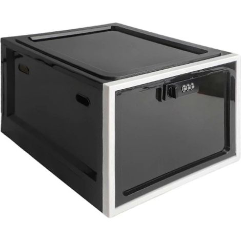 Boîte de rangement verrouillable avec cadenas à combinaison, sans BPA, pour réfrigérateur et rangement de médicaments, noir et blanc, 30,3 x 23,6 x 19,3 cm (1/5)
