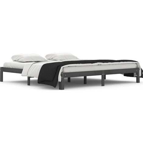 Maison Exclusive - Massivholzbett Grau Kiefer 200x200 cm (1/5)