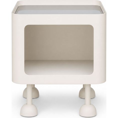 Table de chevet Maison acier carbone verre Changhong lampe感应 30x30x50cm blanc crème (1/5)