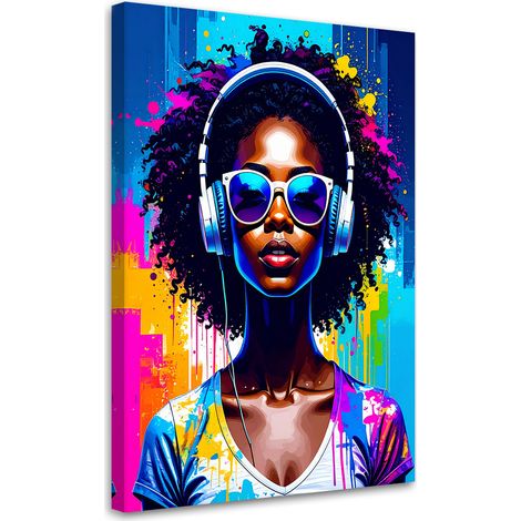 Wandbild Abstrakt Frau DJ Musik 70x100 cm (1/5)