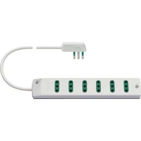 Prise Multiprise 6 Prises Câble 1,5 M Fiche Plate 16a Blanc