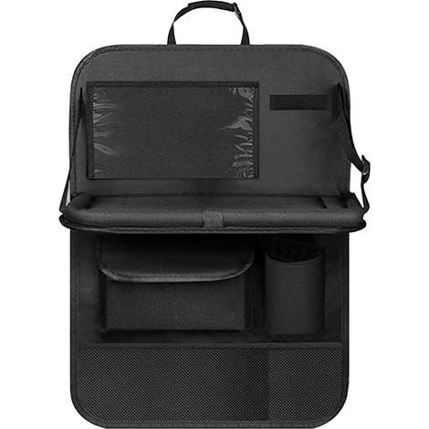Organisateur Voiture Enfant, Protection Siège Arrière avec Pochette Transparente, Organisateur avec Plateau et Poche pour Téléphone/iPad(Noir) (1/2)