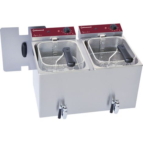 Friteuse de table électrique 2x 8 litres + robinet de vidange - Diamond