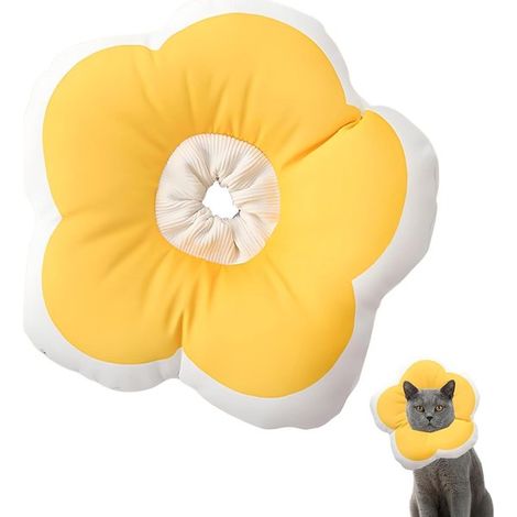Collar para mascotas, Suave y cómodo, Collar blanco para gatos durante la recuperación postoperatoria, apto para gatos y perros (amarillo) (1/5)