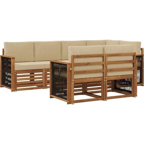 Conjunto de Sofá Seccional con cojín 6 pcs Natural vidaXL (1/5)