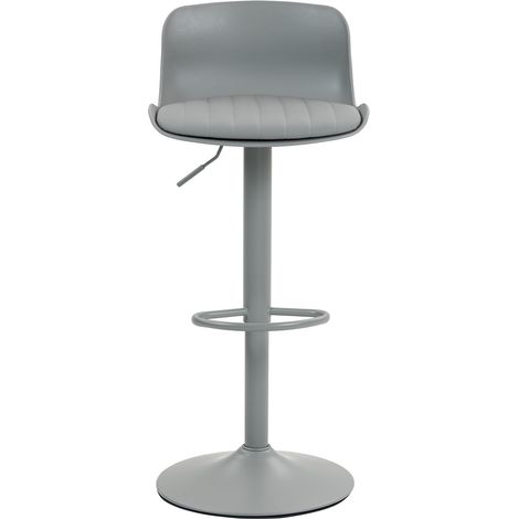 Taburetes de bar ajustables giratorios 2 piezas gris con respaldo de plástico y asiento de polipiel (1/5)