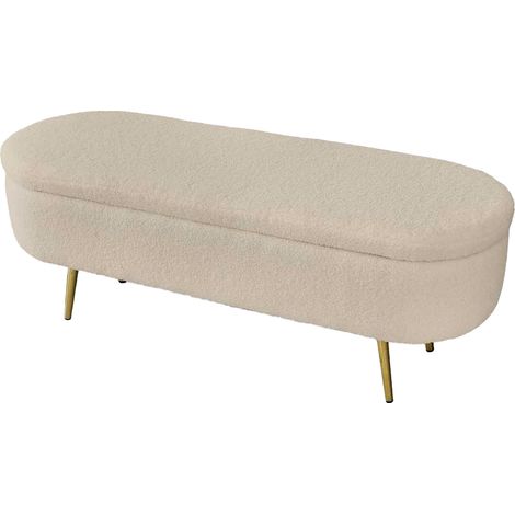 Panca contenitore in tessuto teddy beige cm 122x41x47h (1/3)