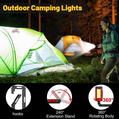 FLITI 2-Pack Rechargeable Work Lights, 1000 Lumens, 7 Lighting Modes, Camping Lighting, 360° Magnetic Mount, Portable LED Inspection Lamp (1/5)